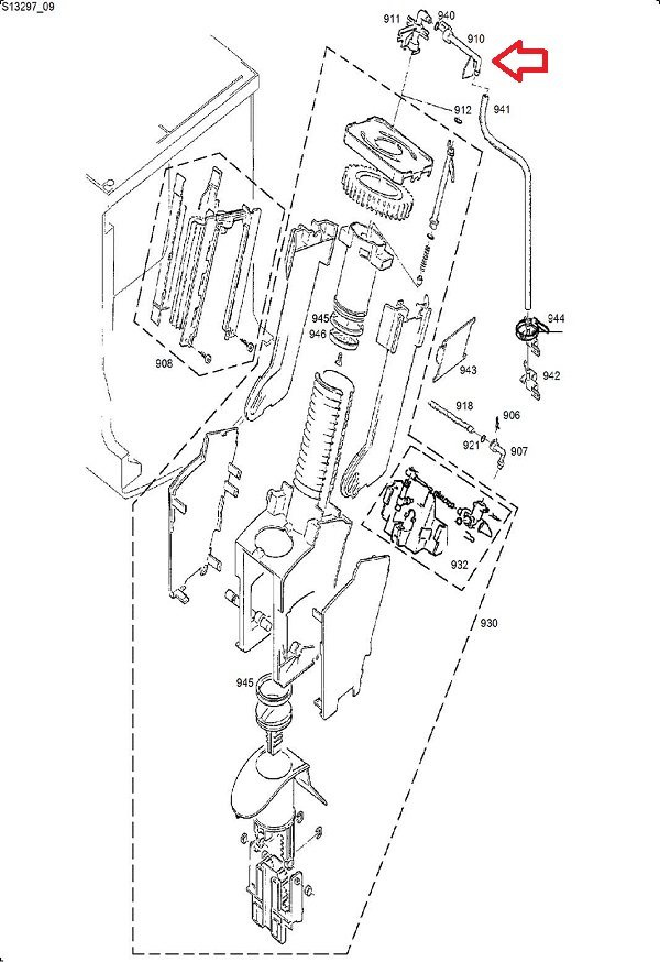 Jura S7-S8-S9-X90-X95-XS90-XS95 Brew Group to Coffee Dispenser Connector Diagram
